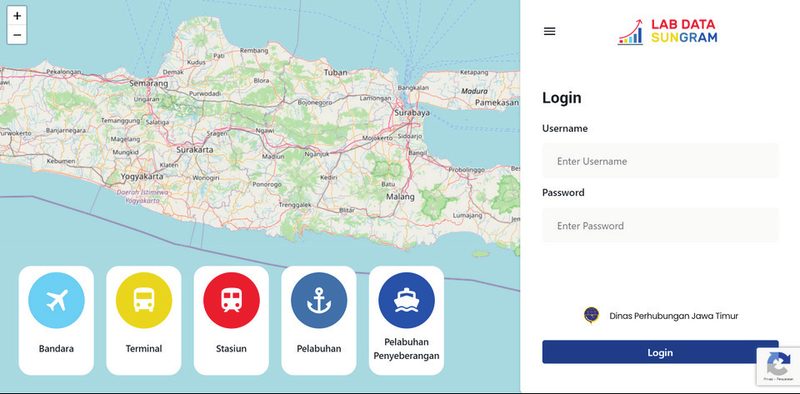 Tampilan aplikasi Lab Data Sungram