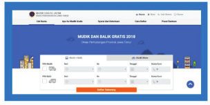 Tampilan aplikasi Mudik Gratis